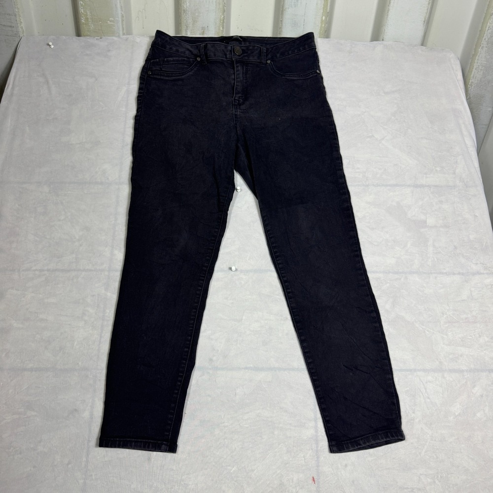1822 Denim Womens Ankle Jeans Deep Black 5-Pocket Style Everyday Comfort Size 14